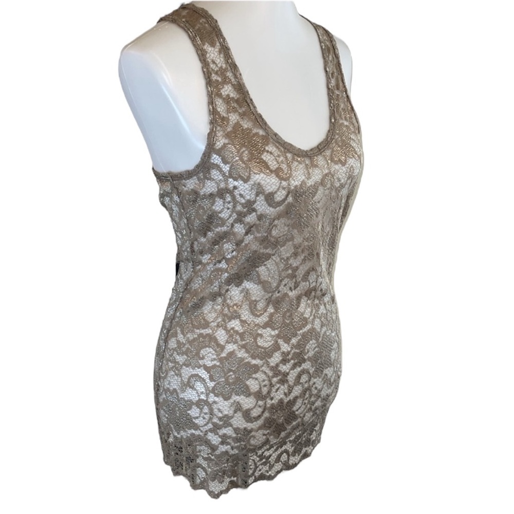 BKE Lace Floral Design Tank Top Tan Size Large - Picture 6 of 15